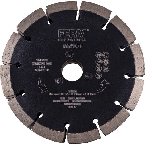 FERM - Industrial - Ranuradora de pared - Disco de diamante - 3 en 1 - 150 x 22,2 mm