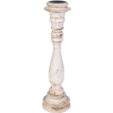 Candelabro de madera artesanal blanco 16x16x60h cm (1/5)