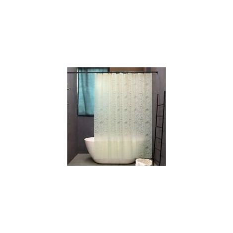 (Tamaño: 150×180CM) Cortina de ducha verde translúcida, forro de EVA impermeable, para cortina de puerta de baño, cortinas colgantes - Crezuo (1/4)
