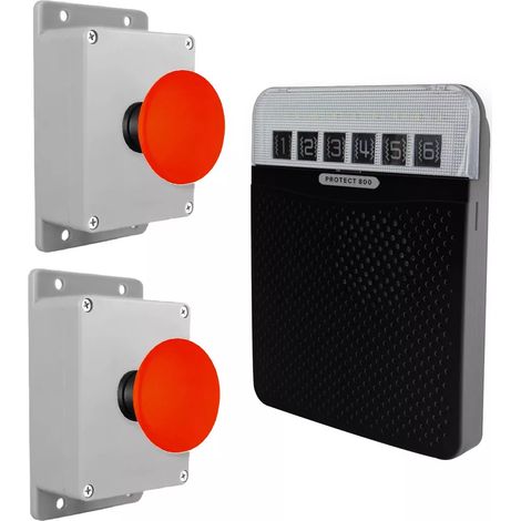 Alerte panique 800m sans fil - 2 boutons coup de poing sur piles & Carillon - 6 zones (PROTECT 800) (1/3)