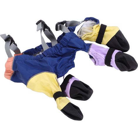 Bottes de pluie imperméables et respirantes pour chien avec bretelles, bottines élastiques pour pattes, marche et randonnée, taille M, assorti (1/4)
