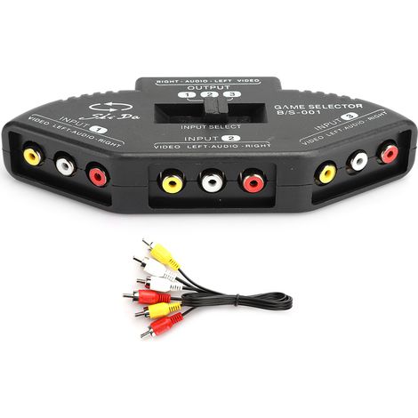 Sélecteur Audio Vidéo RCA 3 Entrées 1 Sortie avec Câble AV pour DVD/VCR, Noir (1/5)