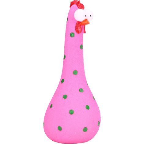 Statue de poule à long cou, Microlandschaft, statue d'animal en résine artisanale pour jardin, décoration de cour, rose (1/5)