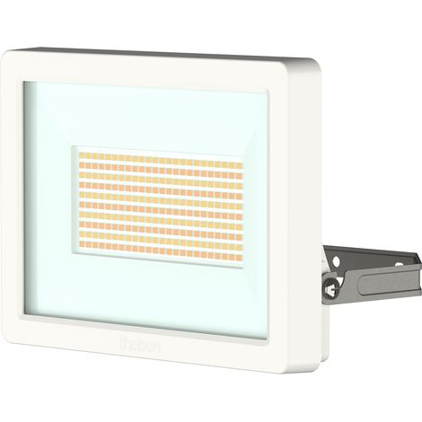 Theben 1020676 LED-Strahler theLeda B50 Dual WH - 50 Watt, 3000 K (warmweiß) und 4000 K (neutralweiß) umschaltbar, DarkSky-Funktion, klare Linse, Neigung 90° oben/70° unten, weiß