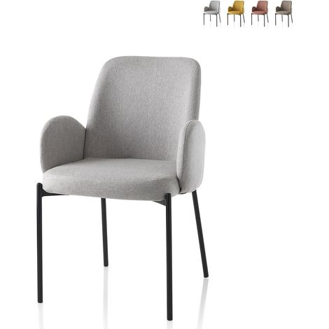2 x Küchenstühle modern gepolstert aus Stoff mit Armlehnen Antea - Grau