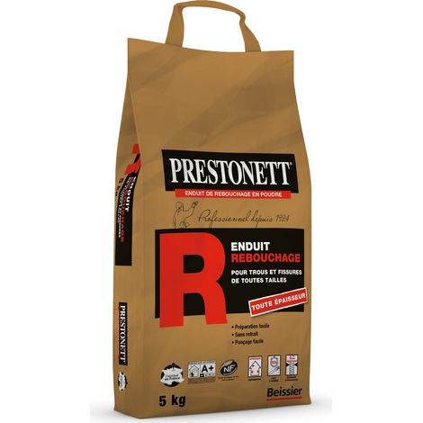 Enduit de rebouchage blanc en poudre 5kg – Multi-supports pour intérieur – Temps de prise 35min – Ponçable et teintable