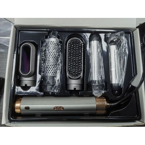 (Norme européenne 6 en 1 Or) Peigne séchoir électrique, fer à friser et à lisser pliable et multifonctionnel, sèche-cheveux haute vitesse (1/5)
