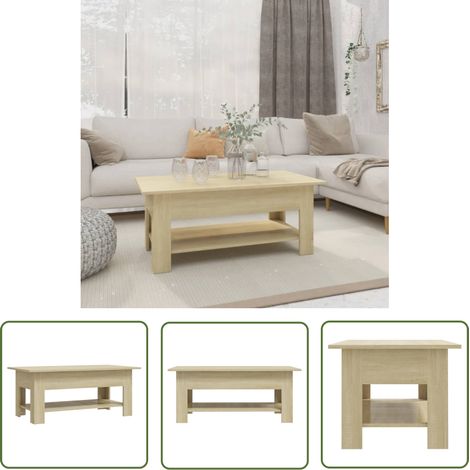 The Living Store Couchtisch Sonoma-Eiche 102x55x42 cm Holzwerkstoff - Moderner Couchtisch - Couchtisch Mit Schublade - Esszimmertisch - Wohnzimmereinrichtung - Holzwerkstofftisch (1/5)
