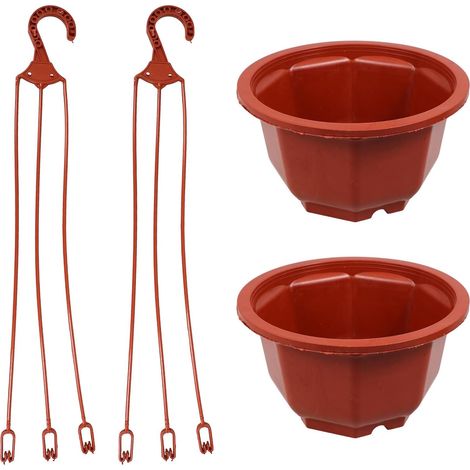 Beaupretty Lot de 2 pots suspendus en plastique, jardinière robuste à crochet moyen, (1/5)