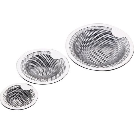 3-teiliger Haarfänger aus Edelstahl für Spülbecken, Badewannensieb, Abflussschutz für Waschbecken, Abfallschutz, Abflussstopfen für Küche und Bad. (1/4)