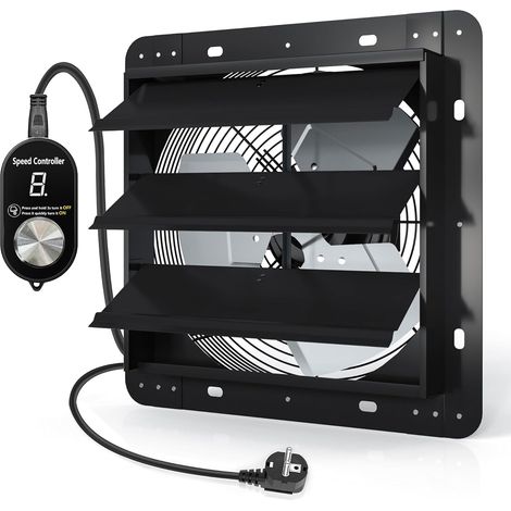 350 mm Ventilateur d'Extraction à Volets 2180 m³/h, Extracteur d'Air Mural Industriel avec 9 vitesses réglables Moteur EC pour serre, garage, sous-sol, grenier et atelier (1/5)