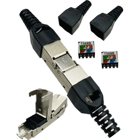 Connettore per cavo di rete LAN a doppino intrecciato senza attrezzi, categoria 6, FTP, schermato (1/5)