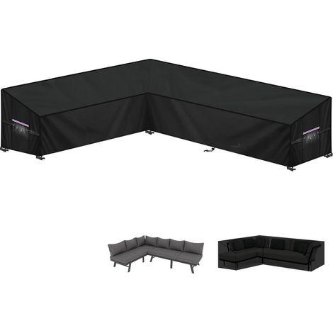 Housse de Protection pour Canapé D'angle, 420D Oxford Bâche Canape de Jardin Imperméable Housses pour Mobilier de Jardin en L-Forme Housse de Canapé Exterieur, 220x280x90x80/60cm (1/5)