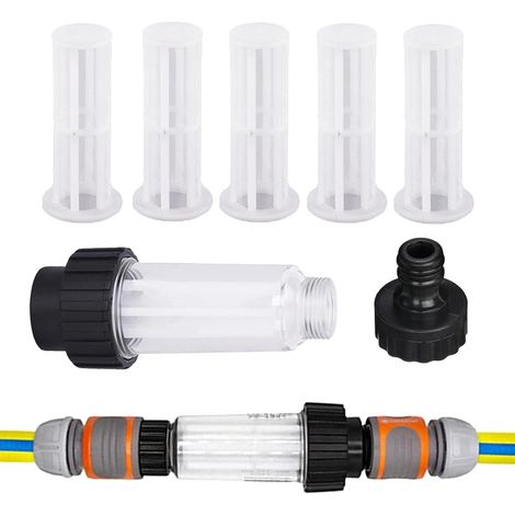 Gartenschlauchfilter, 7-teiliger Schlauchfilter für Hochdruckreiniger, Gartenschlauchfilter mit 3/4-Zoll-Wasseranschluss, Gartenpumpe, Hochdruckreiniger-Wasserfilter, für alle Hochdruckreiniger