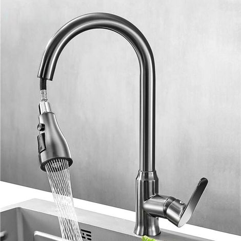 Lntyq Mitigeur d'évier deCuisine avec Pulvérisateur Extractible, Structure En Laiton, Tête de Pulvérisation Pivotante à 360°, Robinet Multifonction Pour Cuisine À Domicile, Évier De Ferme, Camping-Car