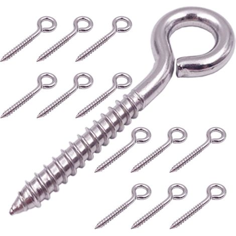 Lot de 12 œillets à vis en acier inoxydable 304 pour yoga, balançoire, intérieur et extérieur, auto-taraudage, 8,1 cm (1/5)