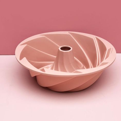 Lot de 2 moules à brioche en silicone antiadhésif de 24 cm (9,5 pouces) - Moule à gâteau en spirale à la citrouille, pain aux fleurs, moule à pâtisserie (rose) (1/5)