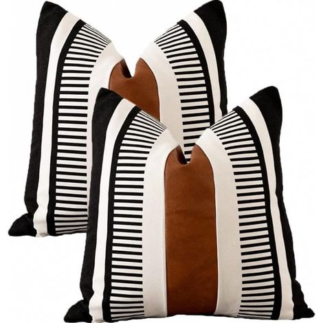 pièces - Taies d'oreiller - 45 x 45 cm - noir/blanc - taies d'oreiller Katoen - Polyester - Protège-oreiller - Ne contient aucun contenu - Taies d'oreiller bohèmes noires et blanches (1/5)