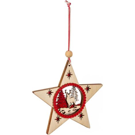 Weihnachtsstern Holz Anhänger mit durchbrochenem D20 -