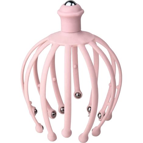 Massaggiatore per la testa a forma di ragno - Massaggiatore di lusso per la testa con 12 dita massaggianti - Antistress e rilassamento profondo - Rosa (1/4)