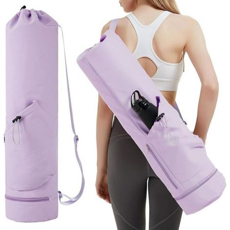 Sac Yoga Tapis Rangement pour Tapis Yoga Femme Sac Yoga Sac pour Tapis Sport Séparation Humiet Sèche Beige (1/5)