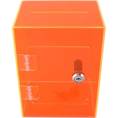 Tirelire en acrylique transparent pour adultes et enfants, grande et robuste, avec 2 clés, rouge. (1/5)