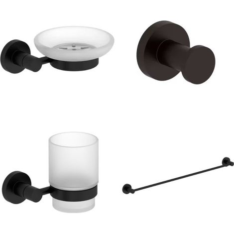 Porta toallas + percha + jabonera + vaso JACOB DELAFON Eo negro mate (1/4)