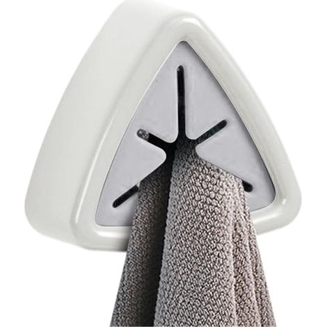 Porte-serviettes mural adhésif, crochet pour gants de toilette (blanc) (1/5)