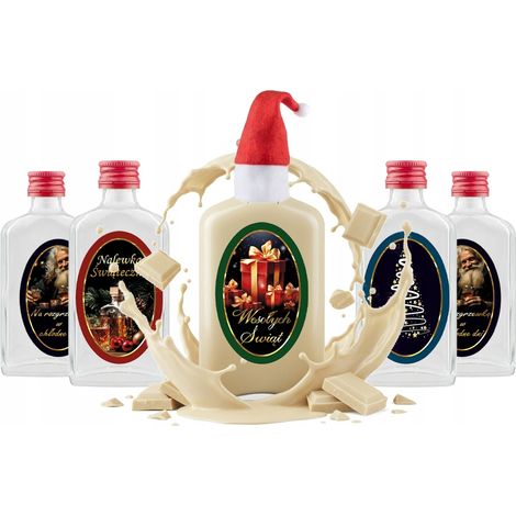 5x LAURA 50ml Weihnachtsflaschen mit Verschluss und Etikett, Mini-Geschenkwein (1/5)