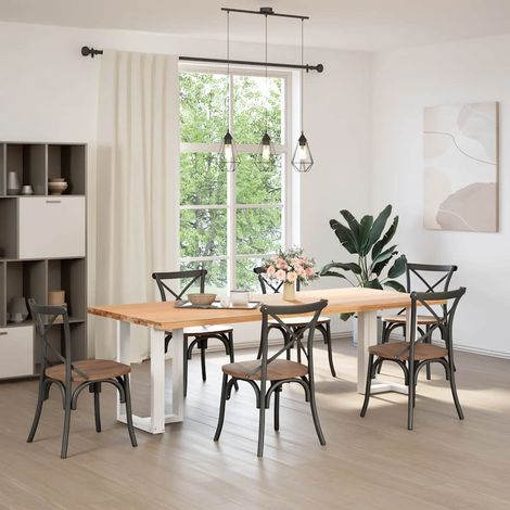 Maison Exclusive - Esstischbeine T-Form 2 Stk. Weiß 50x35x(72-73)