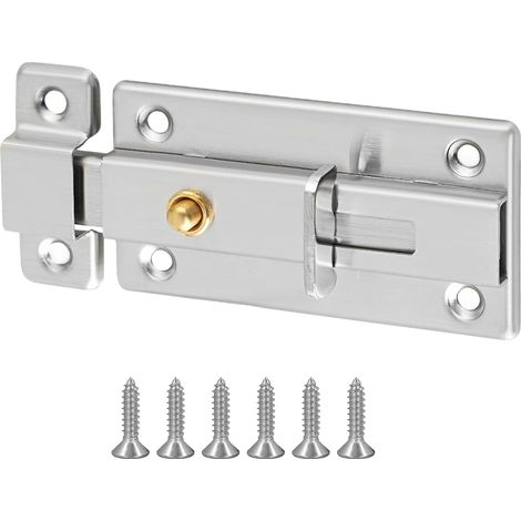 Verrous Loquet Porte Extérieur, 8.6x4.5 CM, Targette Verrou Portail Pratique Durable, Verrou Porte Interieure en Acier Inoxydable, Loquet Porte Coulissante Pour Portes, Fenêtres, Clôtures, Noir (1/5)