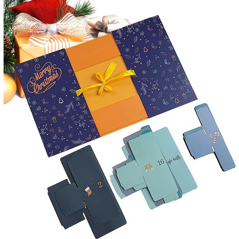 Boîte de compte à rebours de Noël – Boîte de compte à rebours vide de 24 jours à remplir – Récipient pliable festif avec différentes formes pour garçons, filles, adolescents, étudiants (1/5)