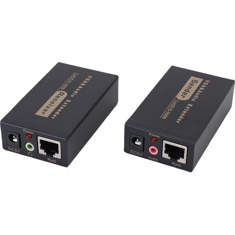 Rallonge VGA 100 m HD Plug and Play, émetteur et récepteur VGA HDB15-F, interface audio RJ45, prise UE (1/5)