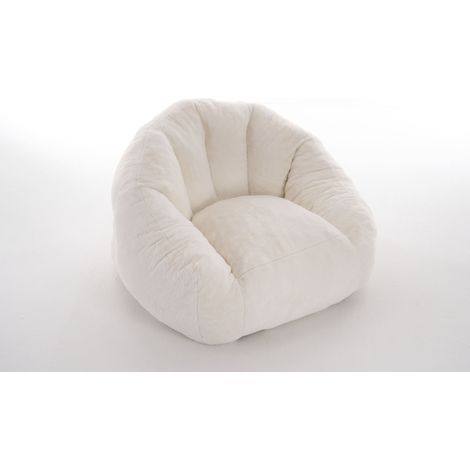 Pouf géant adulte en tissu doux, dossier enveloppant et mousse haute densité, blanc cassé, prêt à l’emploi pour salon, chambre ou coin lecture CHICFURN (1/5)