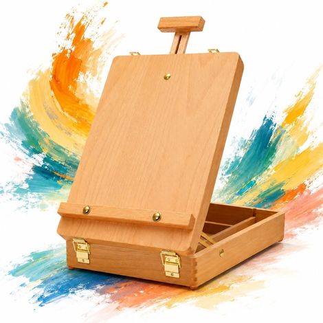 Chevalet Peinture - 1 Unité - Bois De Hêtre - Hauteur Réglable Et Inclinable - Pour Enfants Et Artistes - Jusqu'à 54 cm (1/5)