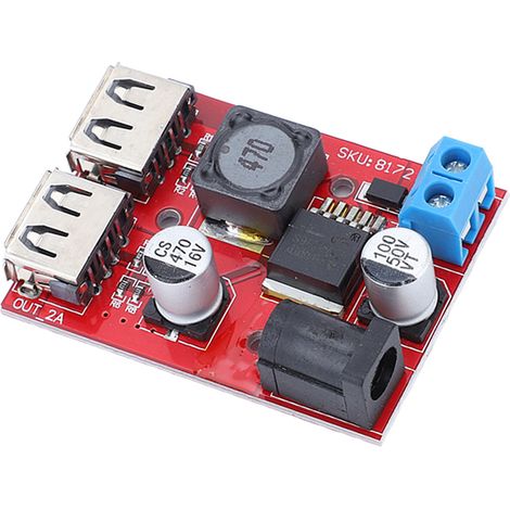 Spannungsreglerplatine Solarregler 2 USB-Ausgang Abwärtswandler DC6V-30V auf 5V (1/5)