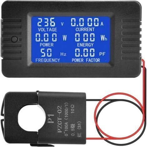 LCD Digital Ammeter Voltmeter AC 80-260V 100A, 6-in-1 Power Meter Household Electricity Meter Panel, Open Energy Meter CT Power Meter (1/5)