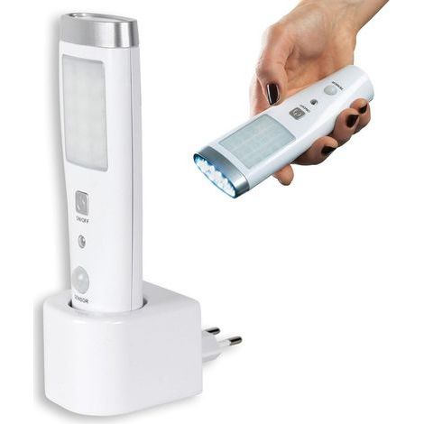 APEX Lampe Torche Détecteur de Mouvement Interieur - Lampe prise rechargeable secteur - Lampe de secours - Chargeur Induction Sans Fil (1/5)