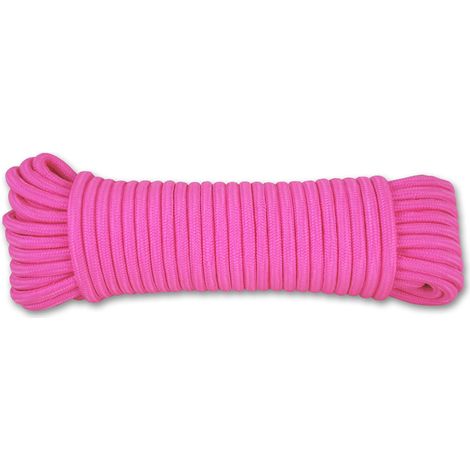 Corde Polypropylène Tressée, Rose Fluo, 20 m