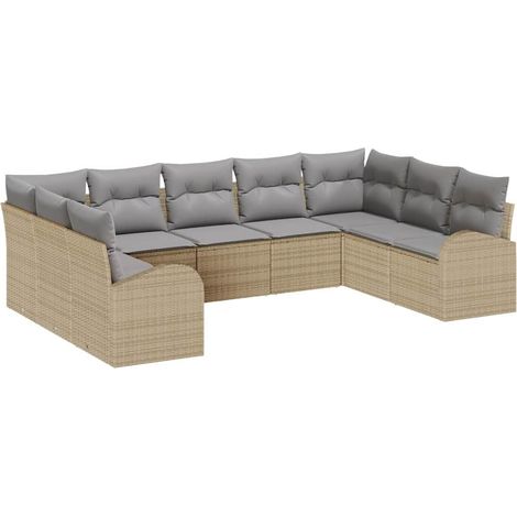 Maison Exclusive - Gartensofa-set mit Kissen 9 pcs Beige und Hell