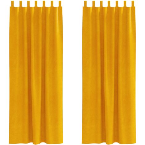 Rideaux occultants 2 pcs Jaune moutarde 140 x 245 cm Velours