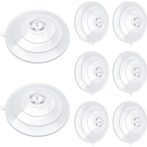 8 Pack 2.5" Clear Plastic Suction Cups Replacement without Hooks for Window, Wreath, Panel, Bird Feeder, Windshield (1/5)