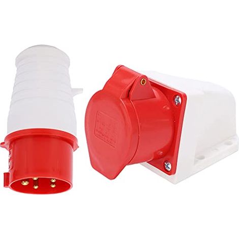 Prise Industrielle 16A 5 Broches IP44 Connecteur CEE Triphasé 380-415V 3P+N+E Montage en Surface avec Vis Boîtier ABS, Pour Chantier, Camping-Car, Marine, Atelier (1/5)