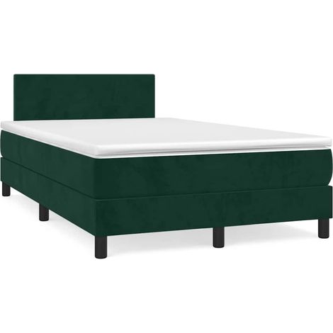 Cama box spring con colchón terciopelo verde oscuro 120x190 cm