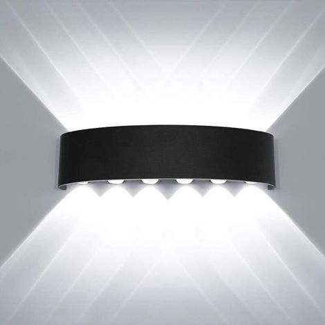 Moderne Imperméable Lampe Murale LED Applique Murale Up Down Aluminium Lèchemurs LED Intérieur Extérieur pour Salle de Bains Chambre à Coucher Couloir Salon Porche Escalier, 12W Blanc