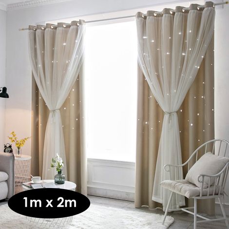 1 PC Rideau Fenêtre Étoiles Évidées Occultant Voilage Pour Maison Salon Chambre (1/2)