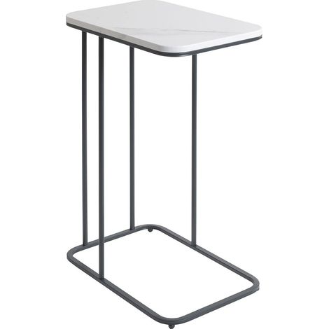 Table d'appoint en MDF décor marbre et métal anthracite – Longueur 45 x Profondeur 30 x Hauteur 67 cm (1/5)