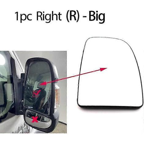 Rückspiegelglas, beheiztes Außenspiegelglas für Peugeot Boxer Manager und Citroen Relay Jumper – 1 Stück rechts – Groß