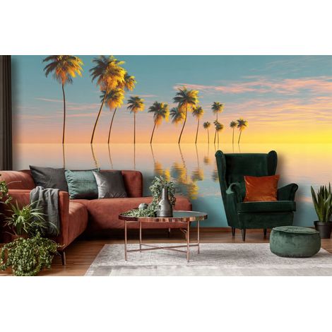 Fototapete Palmen Strand Landschaft Natur, für Wohnzimmer und Schlafzimmer, 150 x 105 cm – Komplettset inkl. Kleister & Anleitung (1/5)