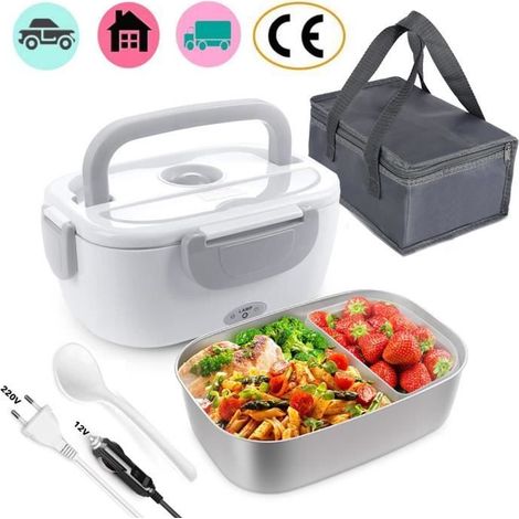 Boîte à Repas Chauffante - Isotherme - 1,2L - Acier Inoxydable - Sac de Rangement - Électrique (1/4)